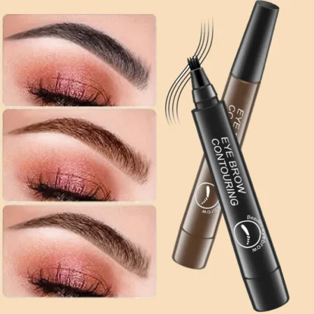 قلم حواجب مقاوم للماء Microblading قلم حواجب سائل ملون ثابت يدوم طويلاً مع 4 رؤوس مقسمة مكياج حواجب ذو مظهر طبيعي