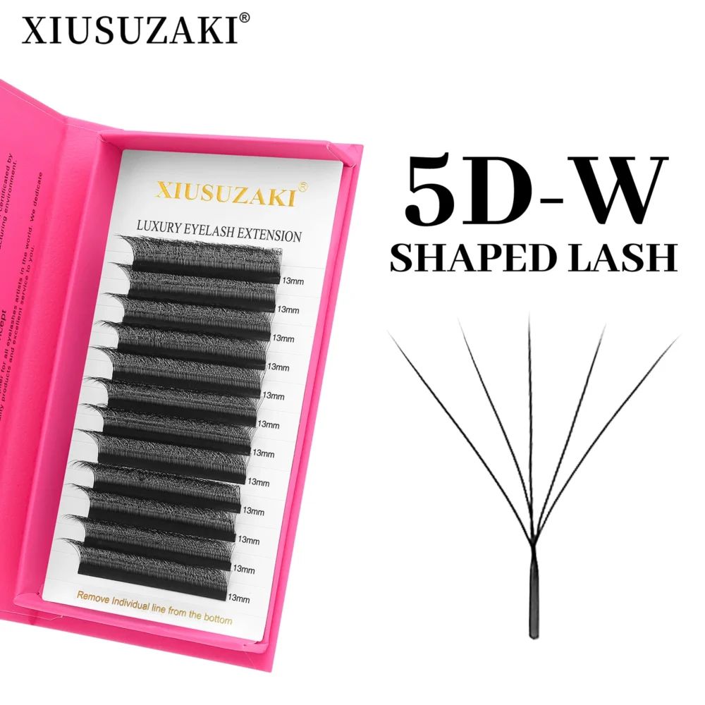 XIUSUZAKI 5D W جلدة سوداء مسبقة الصنع المشجعين الرموش ملحقات الطبيعية لينة حجم فردي الرموش الصناعية أدوات ماكياج الجمال