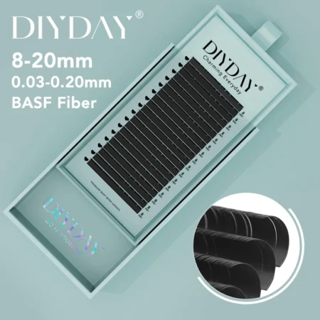 DIYDAY 16 صفوف المنك جلدة الفردية الطبيعية الرموش الصناعية B C CC D DD حليقة رمش تمديد لوازم للمكياج